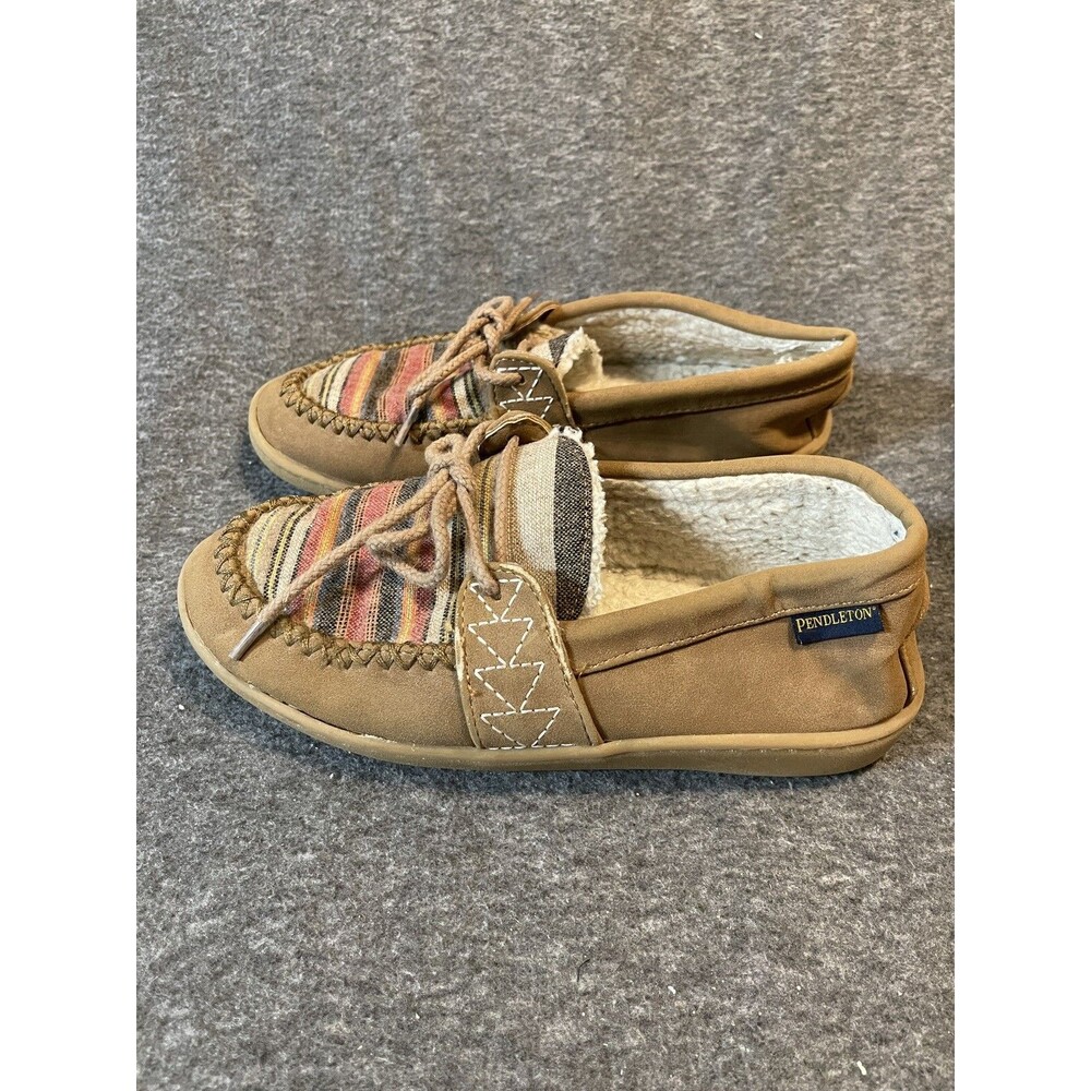 Pendleton Shoes Womens 6 Lake House Casual Moc Toe Flats Slippers Brown Fabric